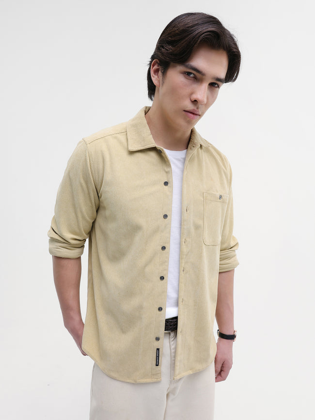 Men Mustard Corduroy Shirt