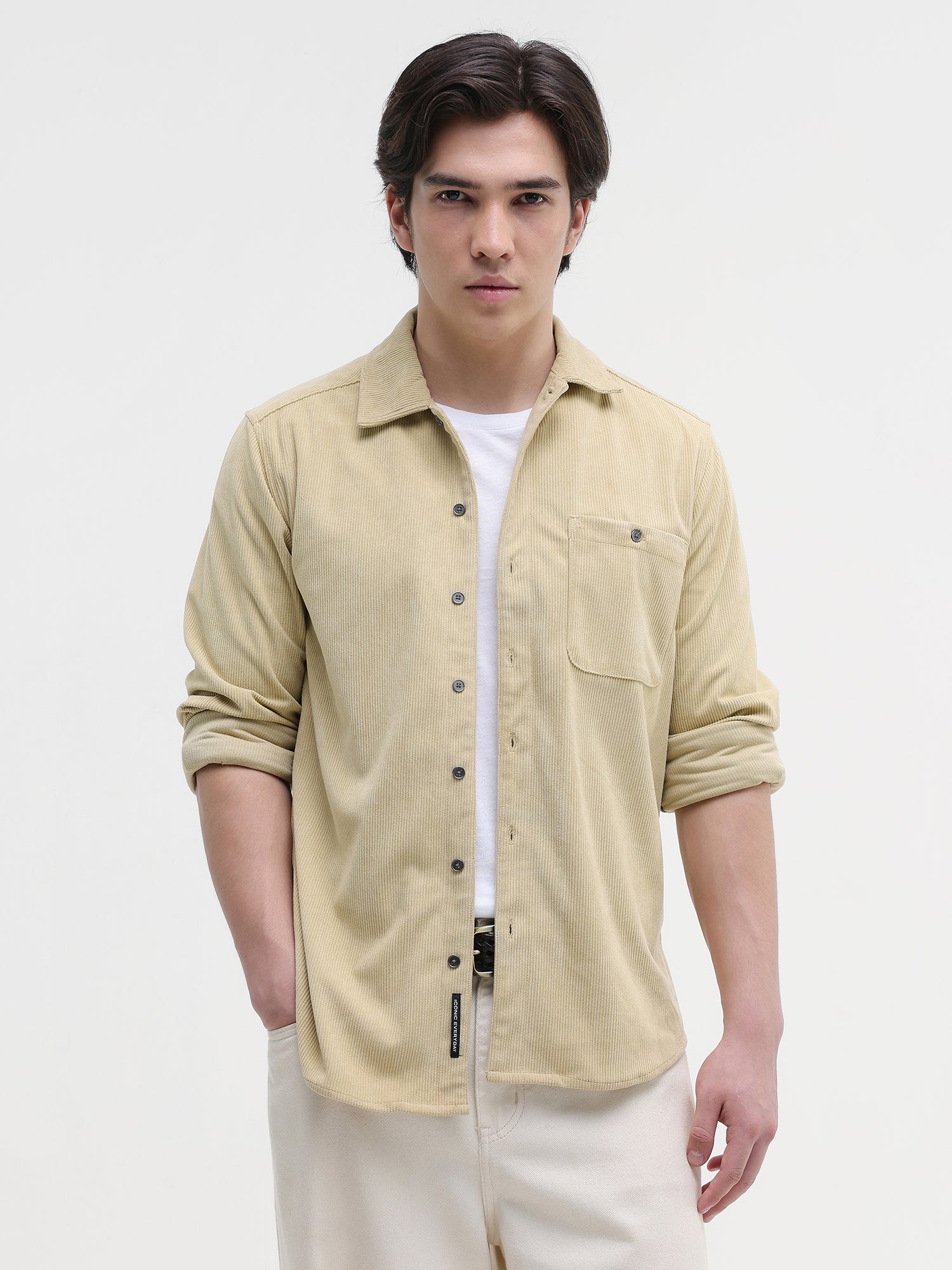 Men Mustard Corduroy Shirt