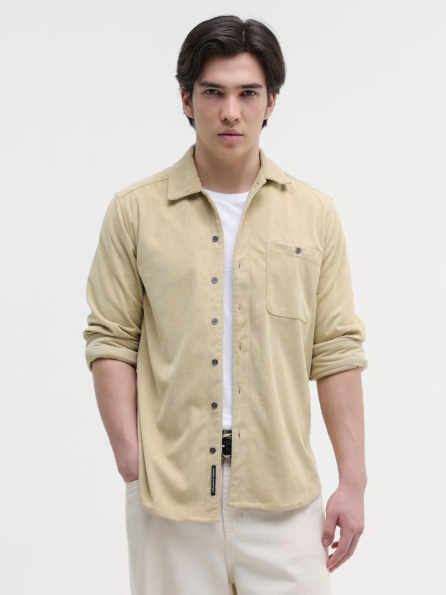 Men Mustard Corduroy Shirt