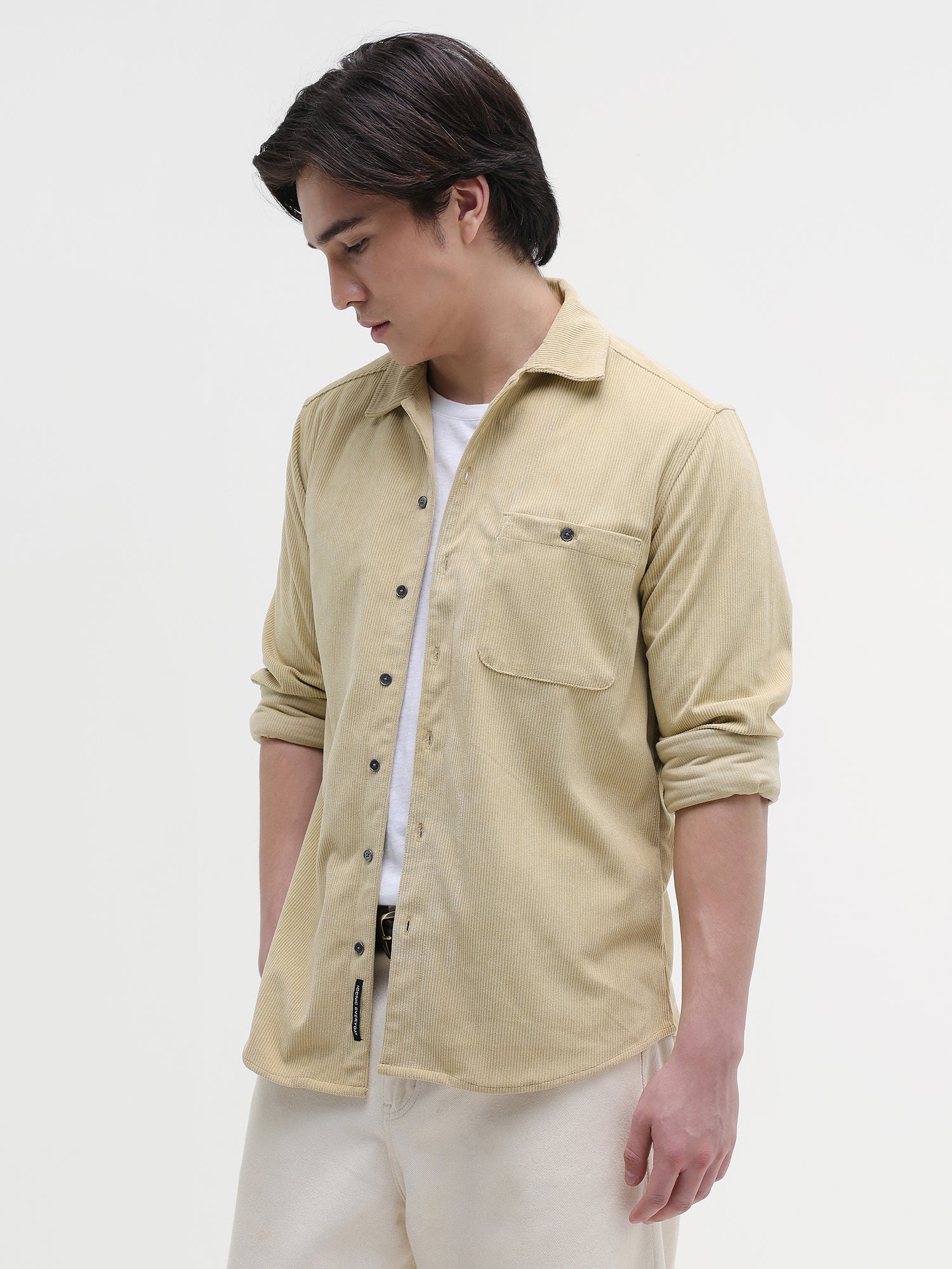 Men Mustard Corduroy Shirt