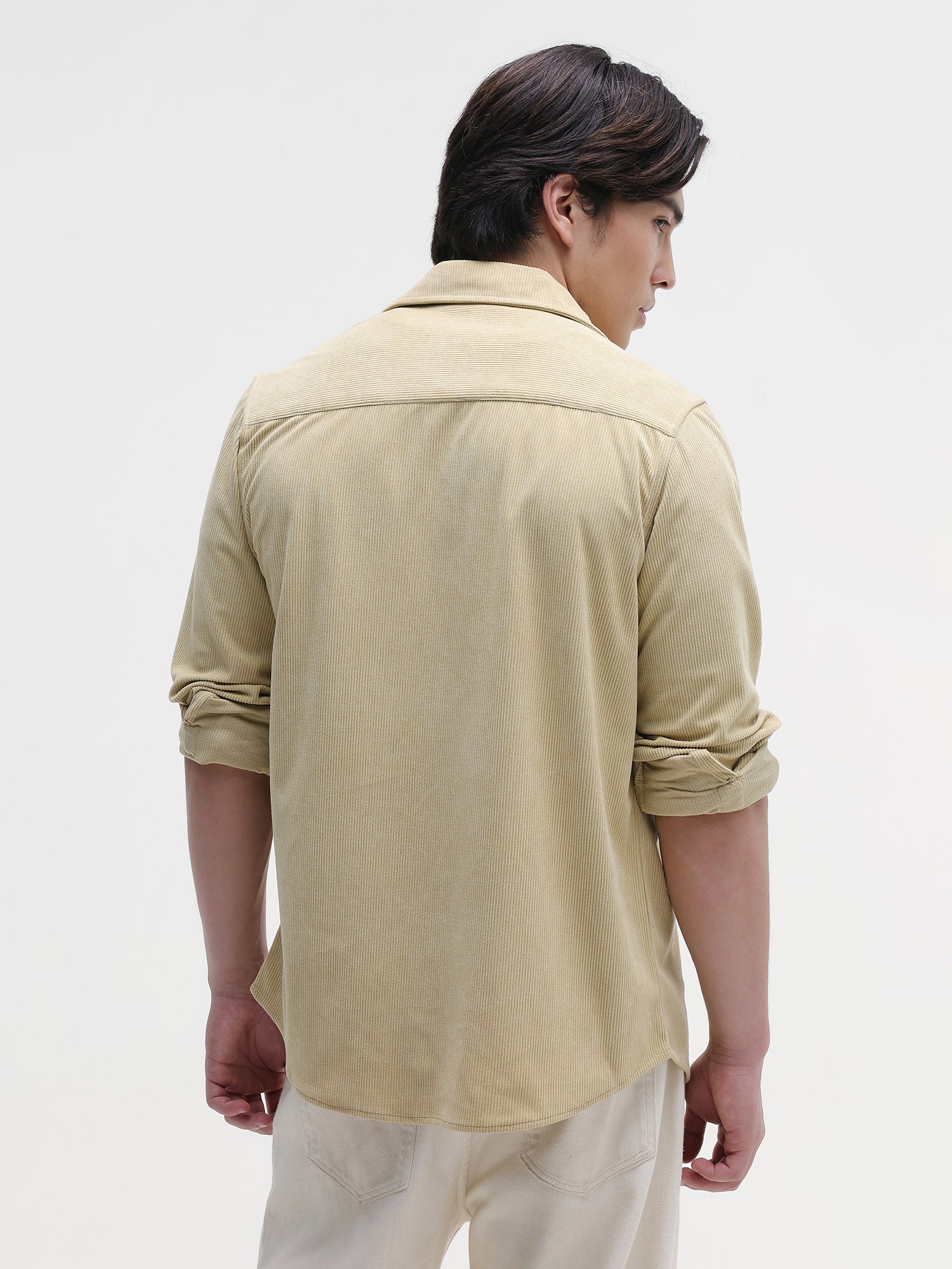 Men Mustard Corduroy Shirt