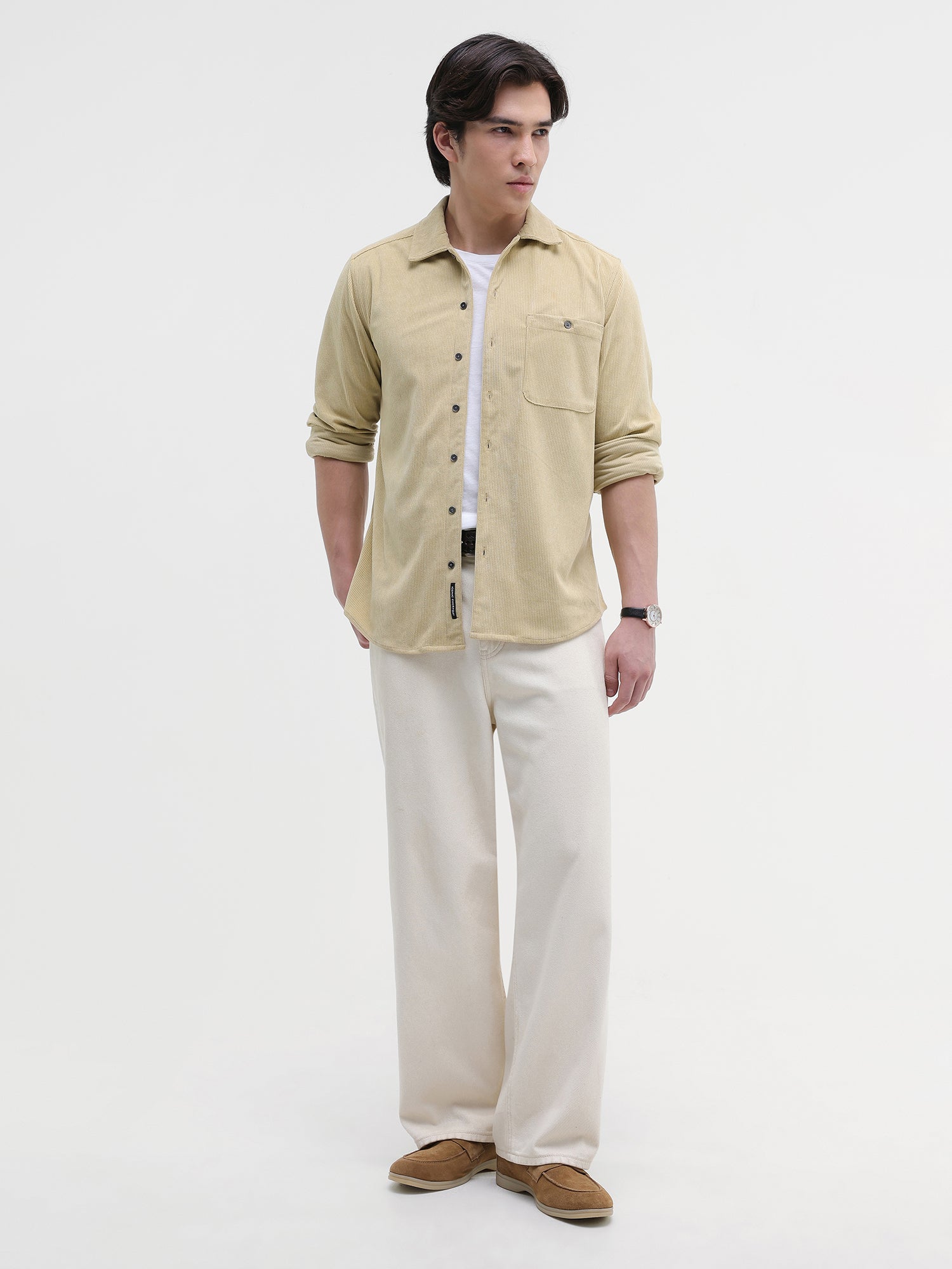 Men Mustard Corduroy Shirt