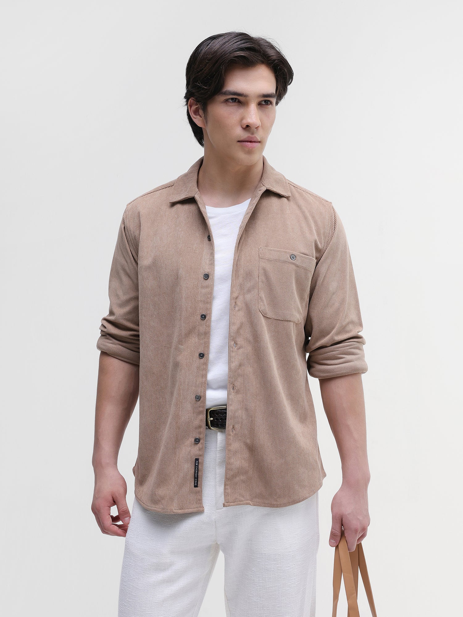 Men Beige Corduroy Shirt