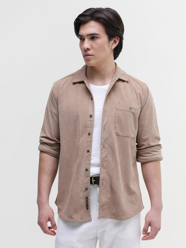 Men Beige Corduroy Shirt