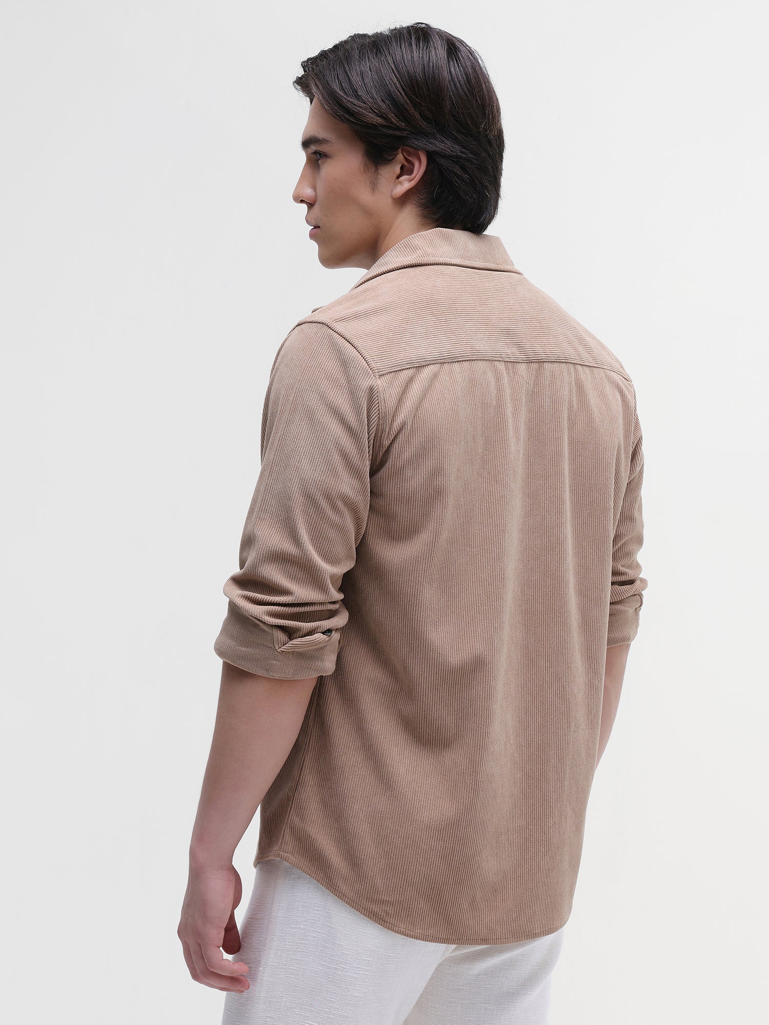 Men Beige Corduroy Shirt