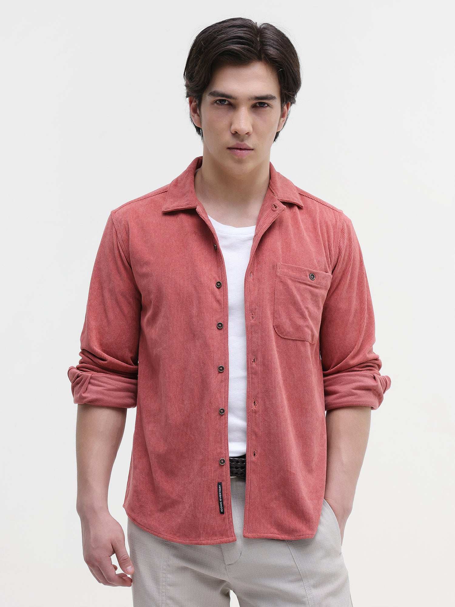 Men Coral Corduroy Shirt
