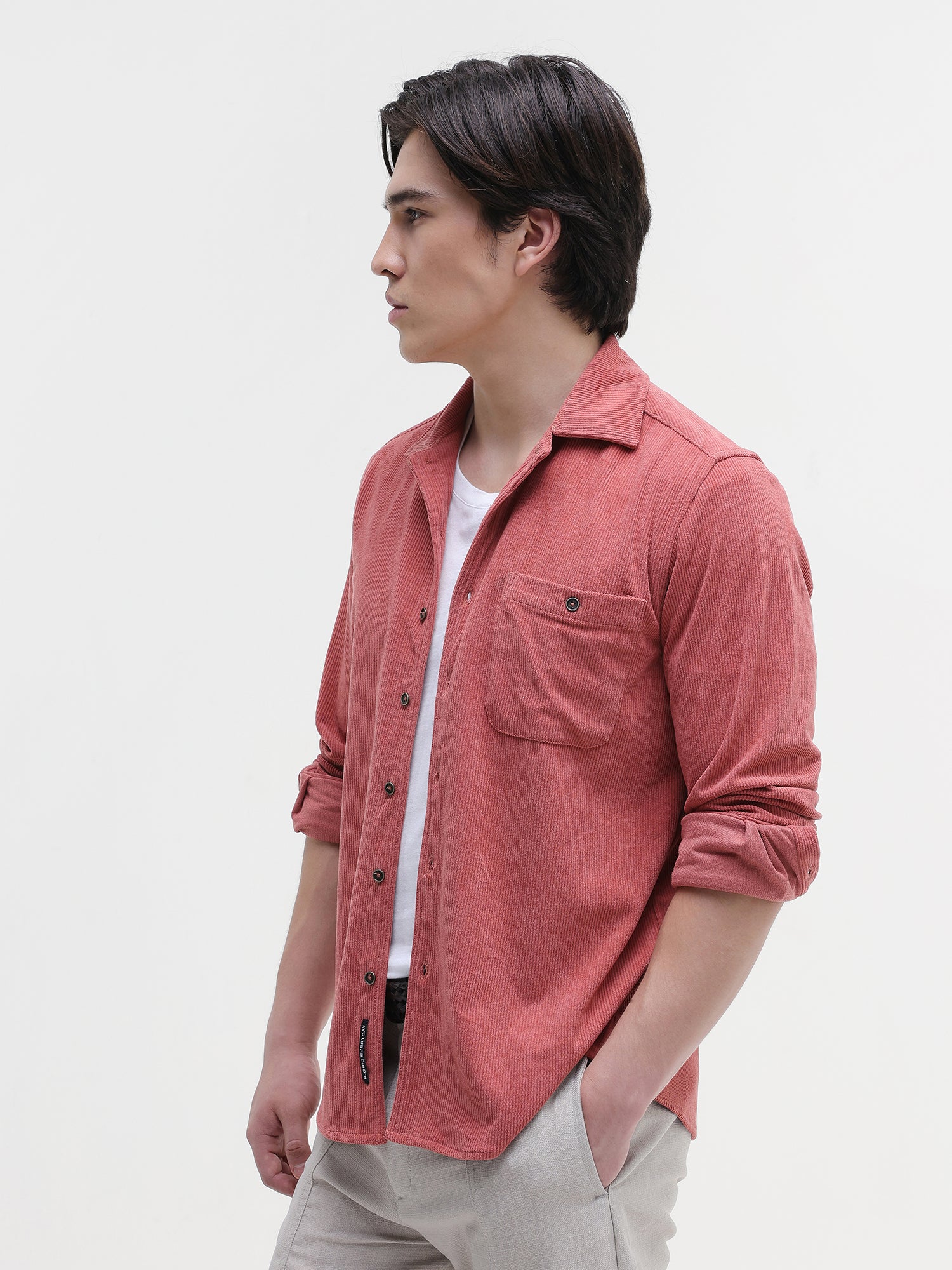 Men Coral Corduroy Shirt