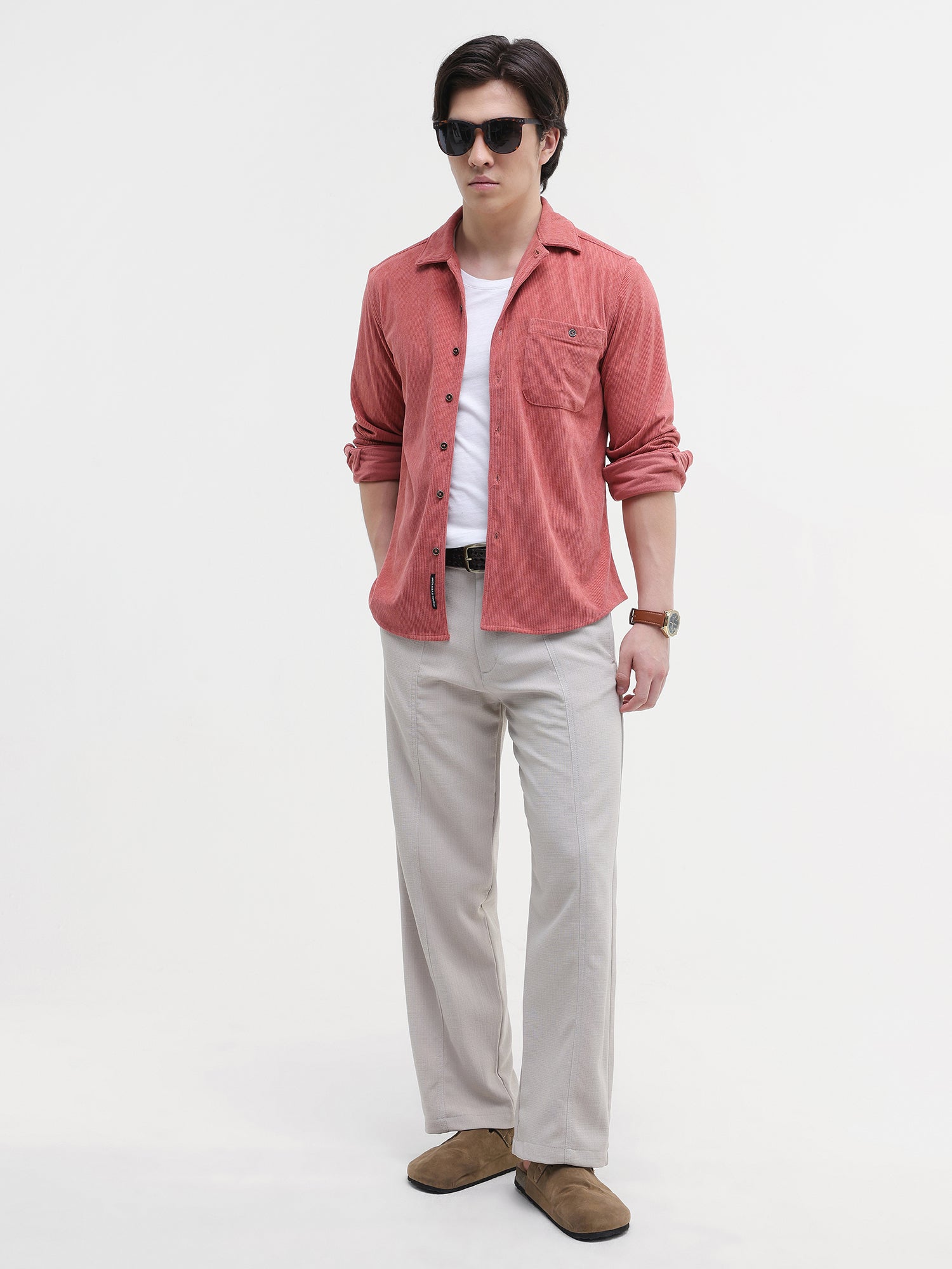 Men Coral Corduroy Shirt
