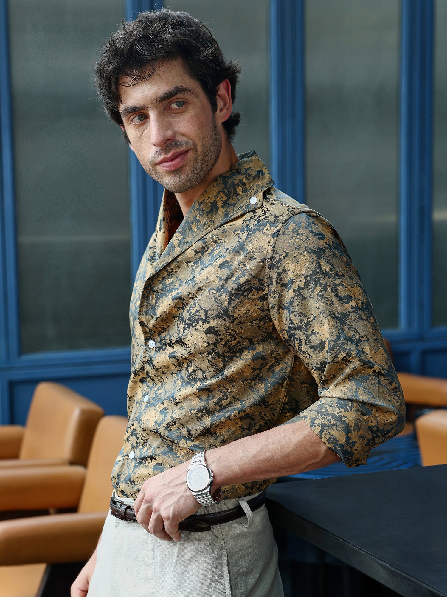 Men Mustard Party Shirt