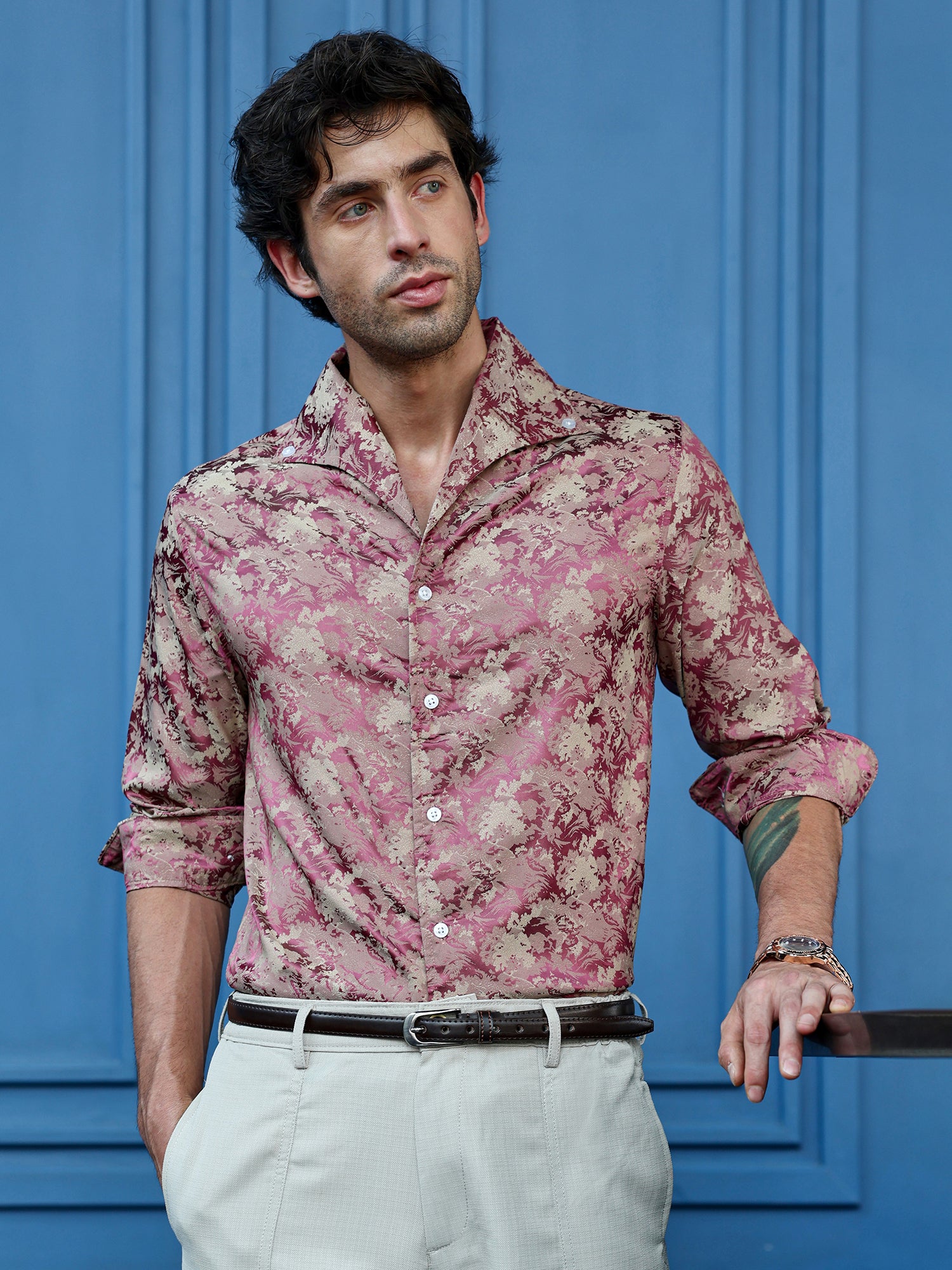 Men Pink Party Shirt