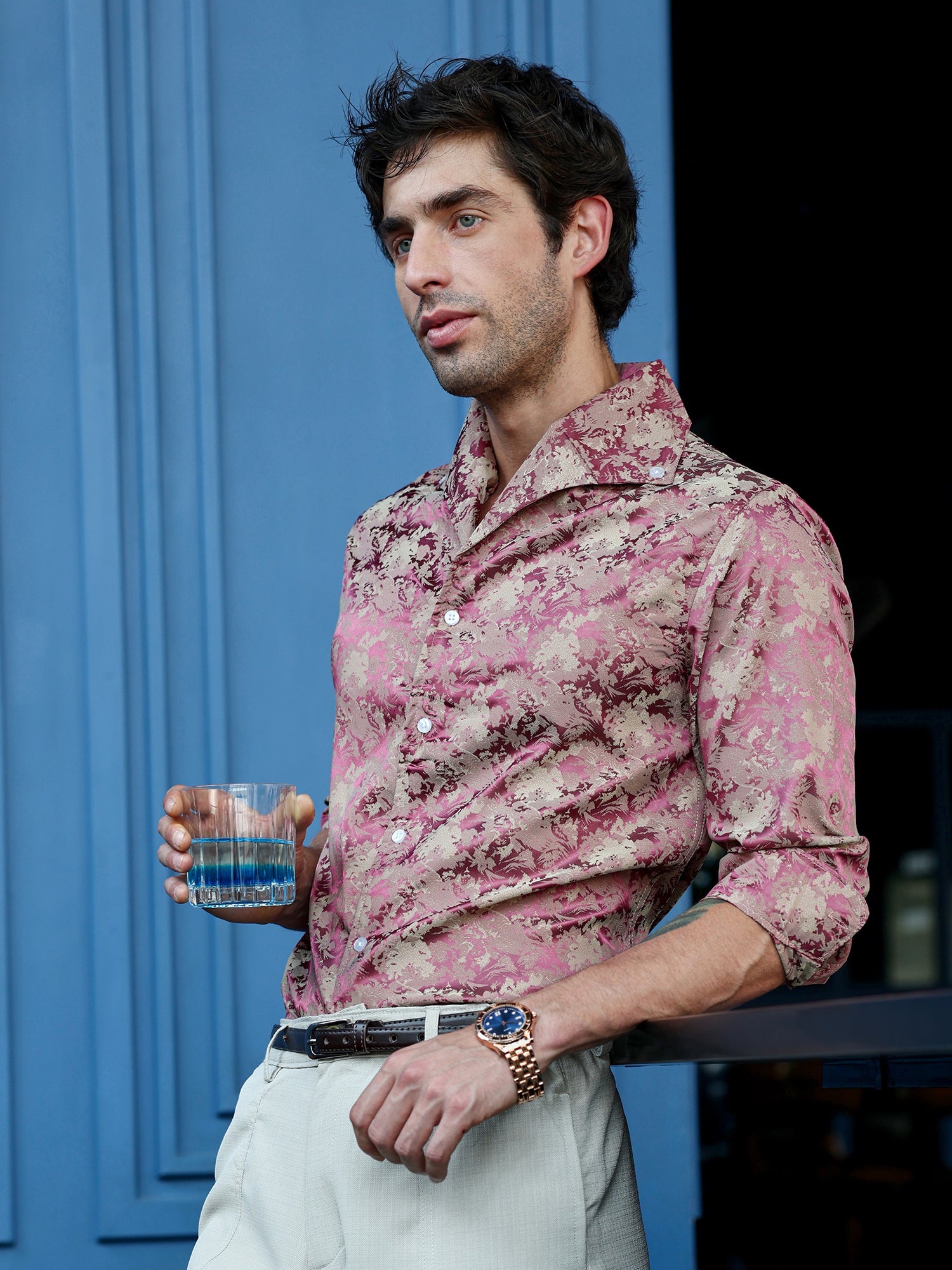Men Pink Party Shirt