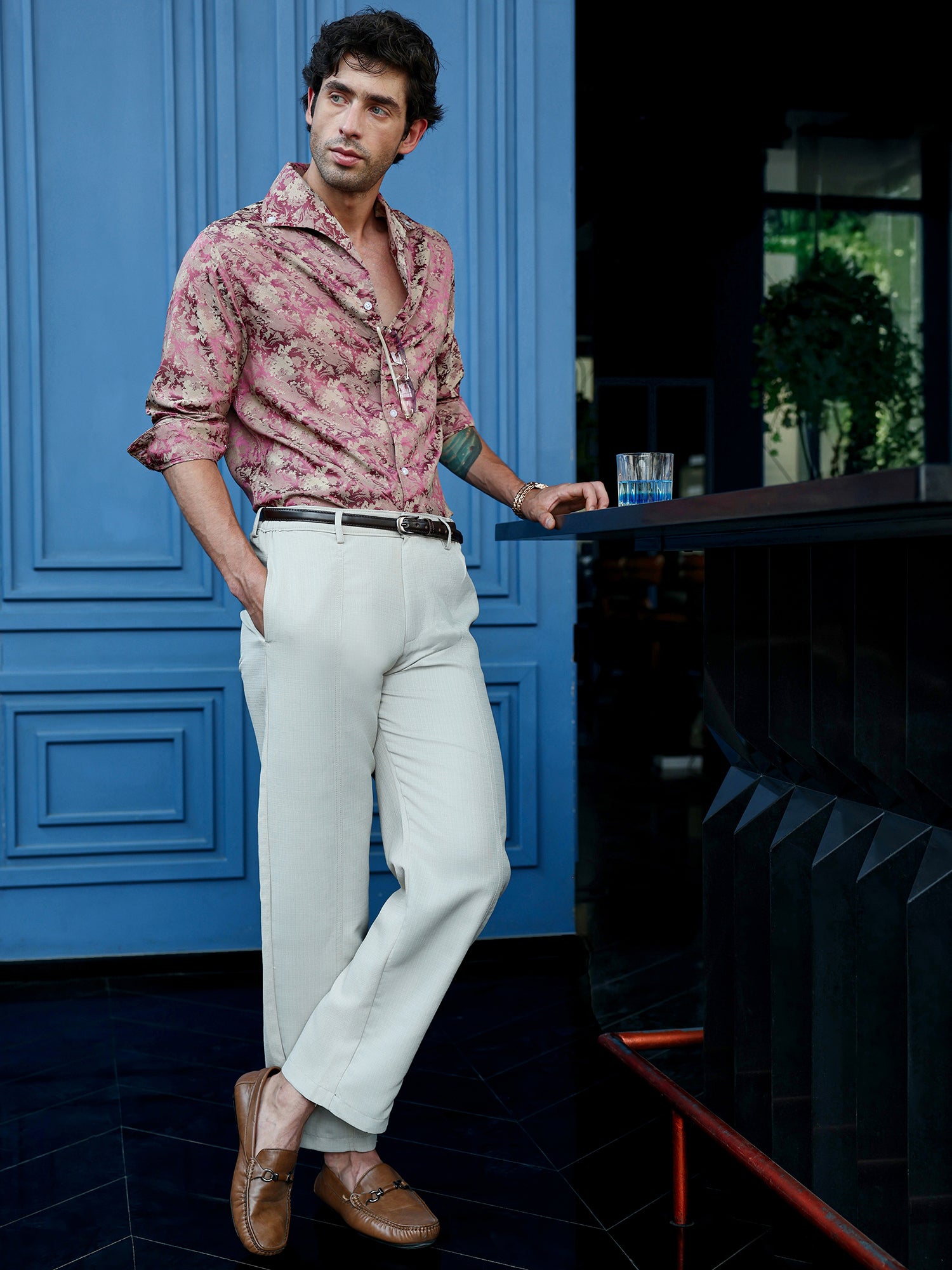 Men Pink Party Shirt