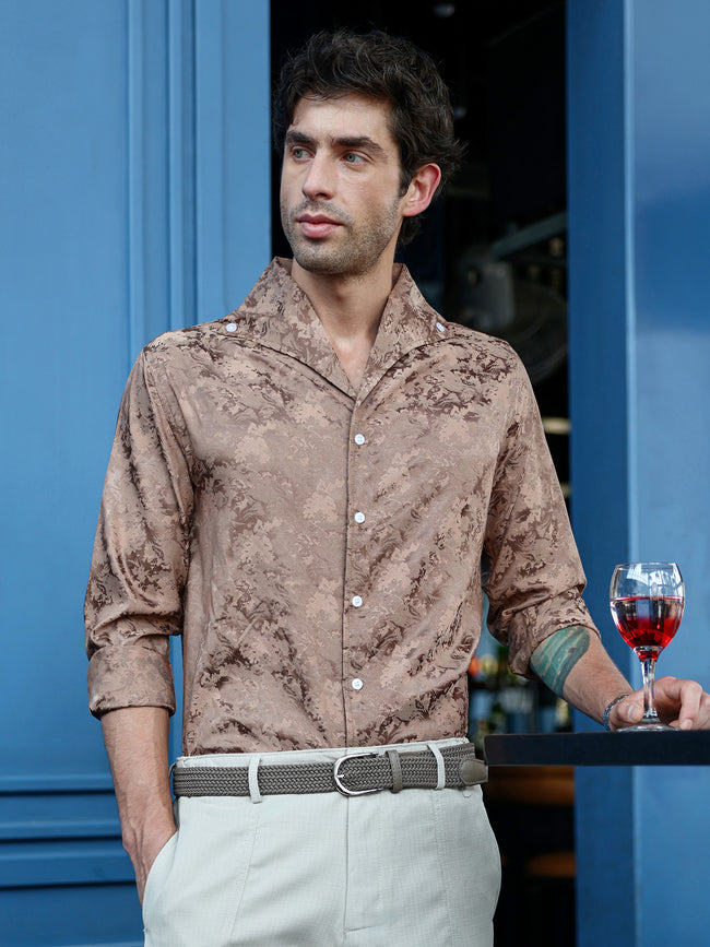 Men Brown Party Shirt