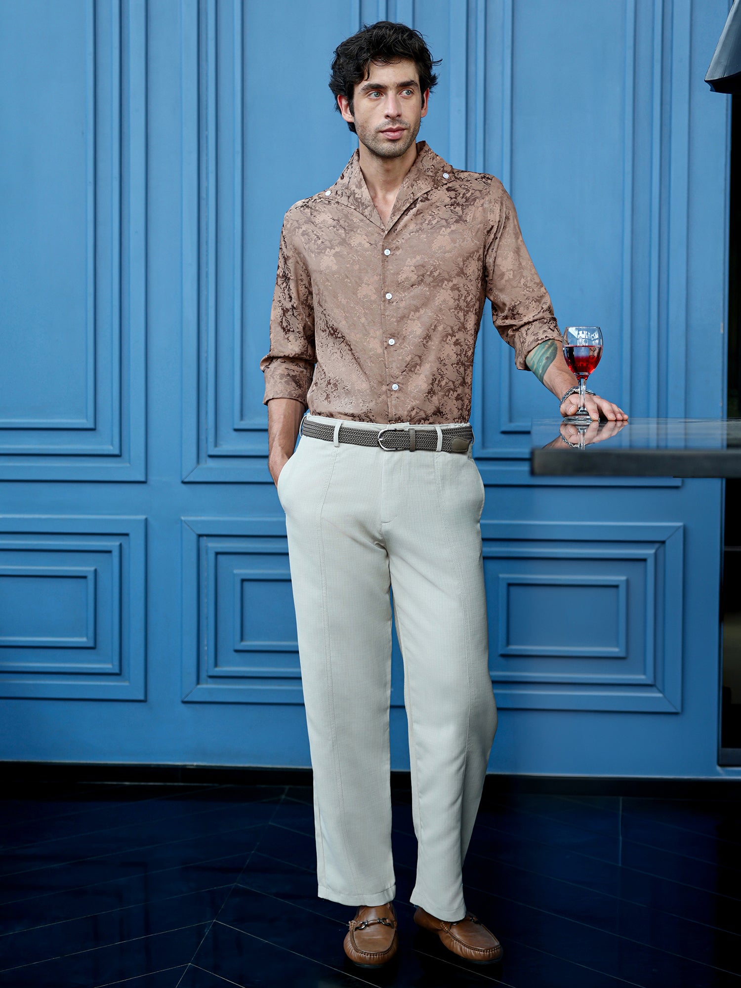 Men Brown Party Shirt