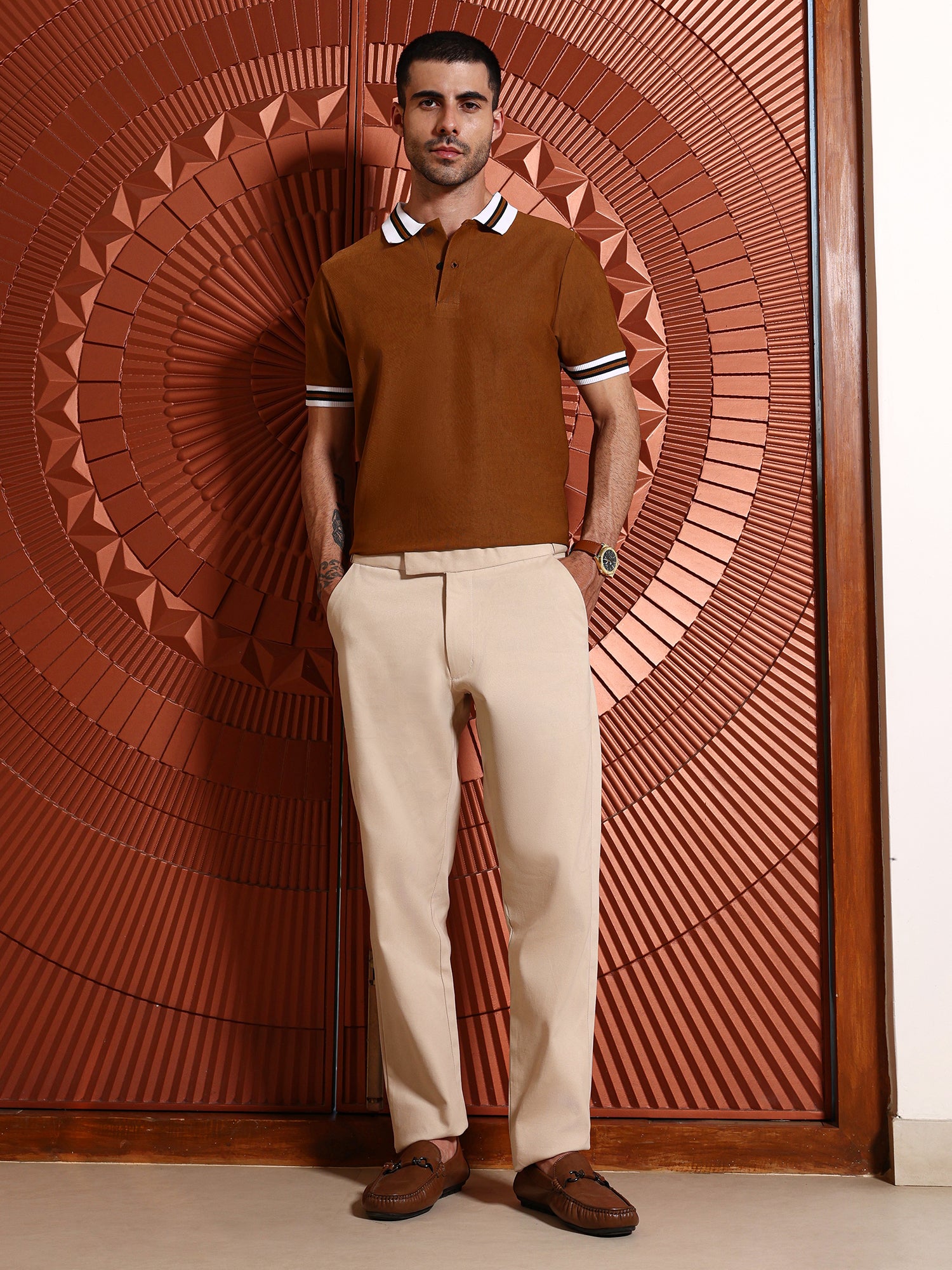 Men Beige Casual Trouser