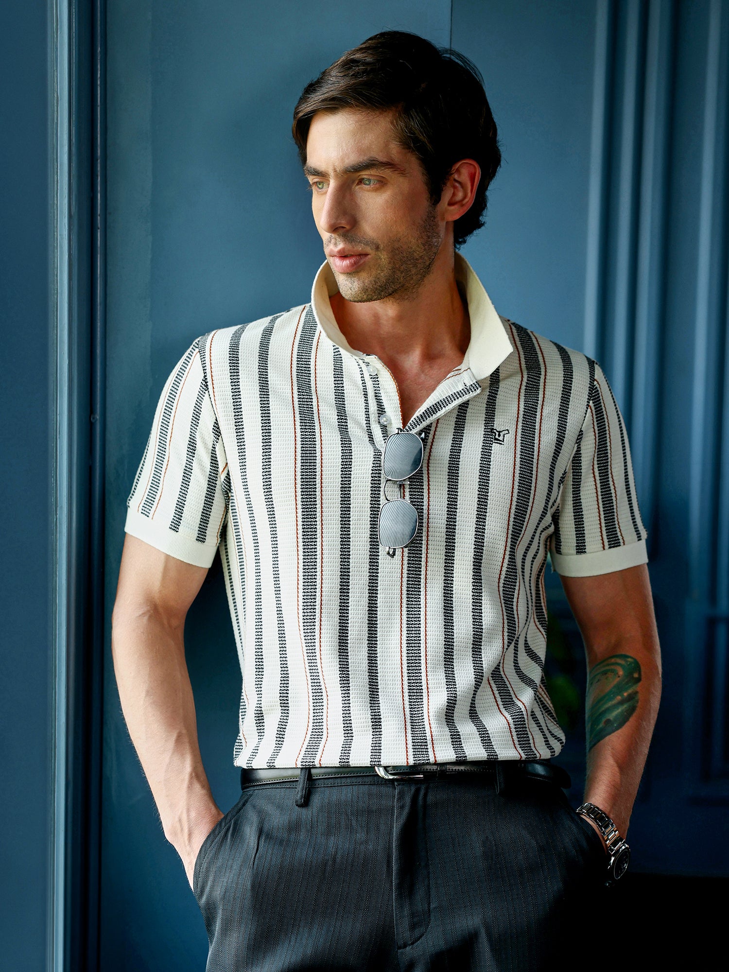 Men Cream Casual T-Shirt