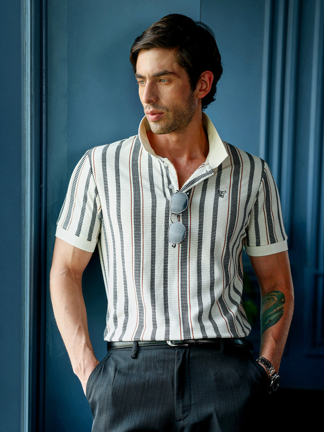 Men Cream Casual T-Shirt