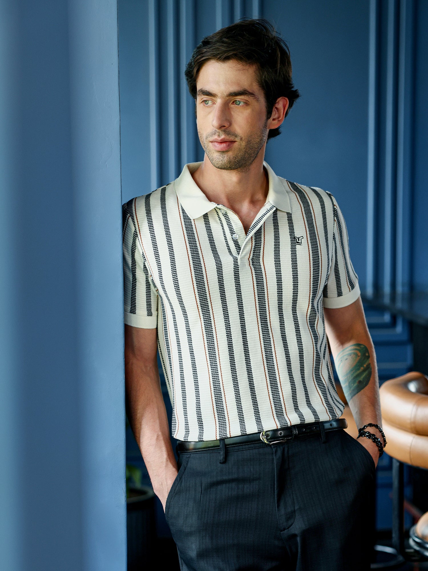 Men Cream Casual T-Shirt
