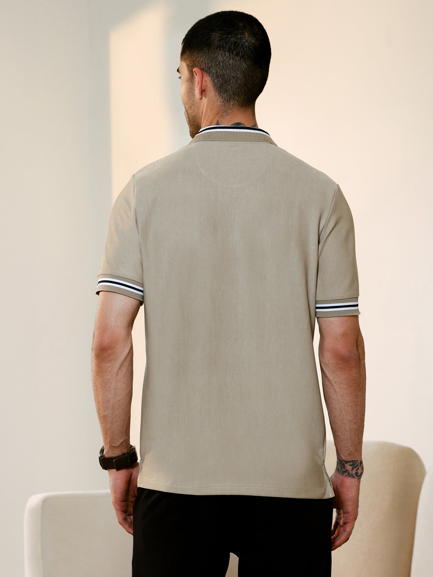 Men Beige Casual T-Shirt