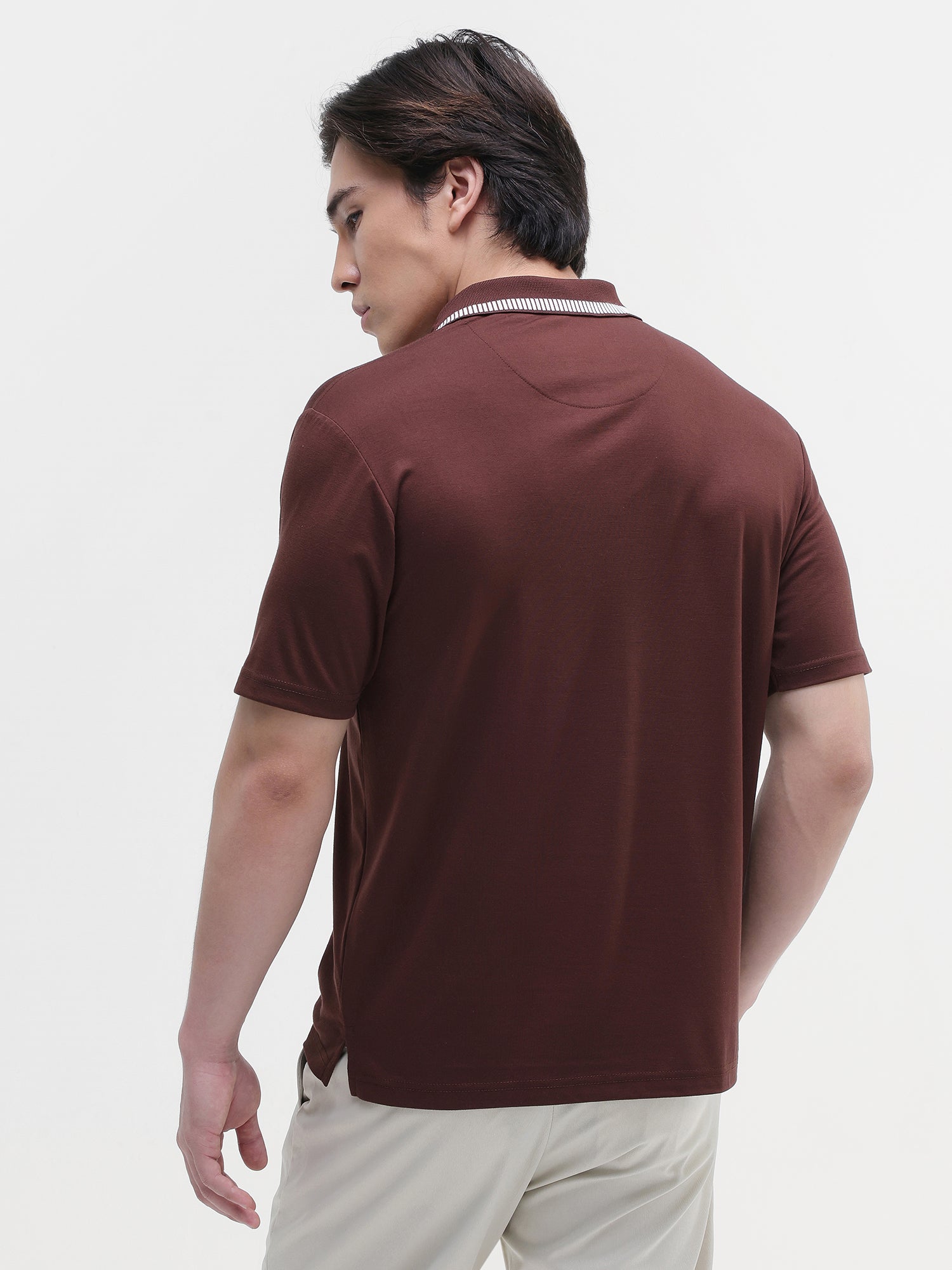 Men Brown Solid Polo