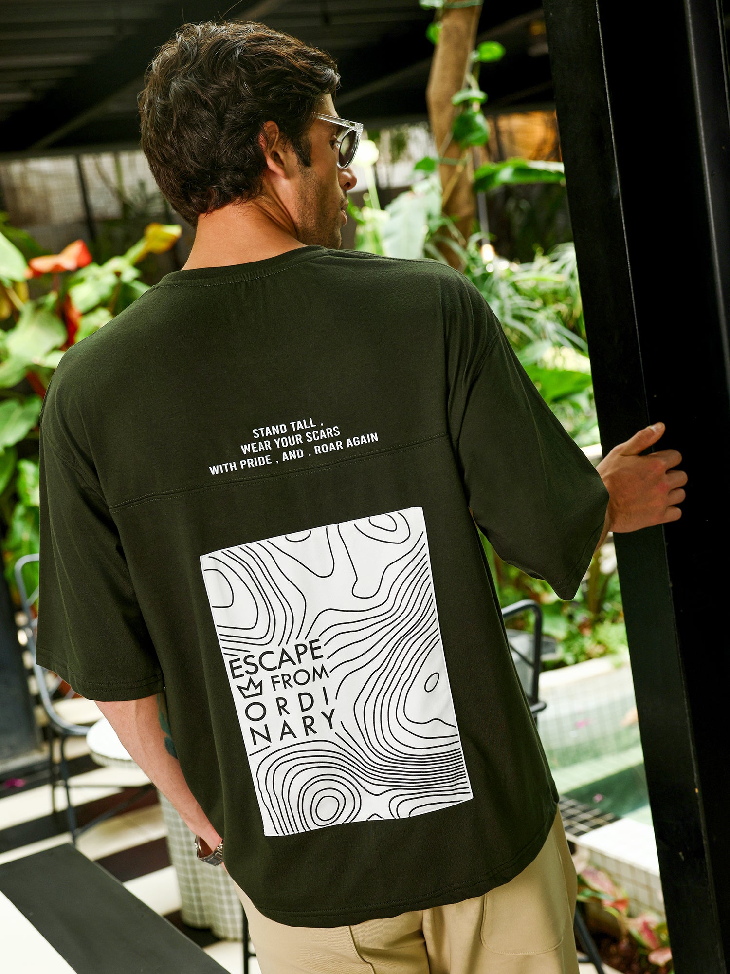 Men Olive Casual T-Shirt