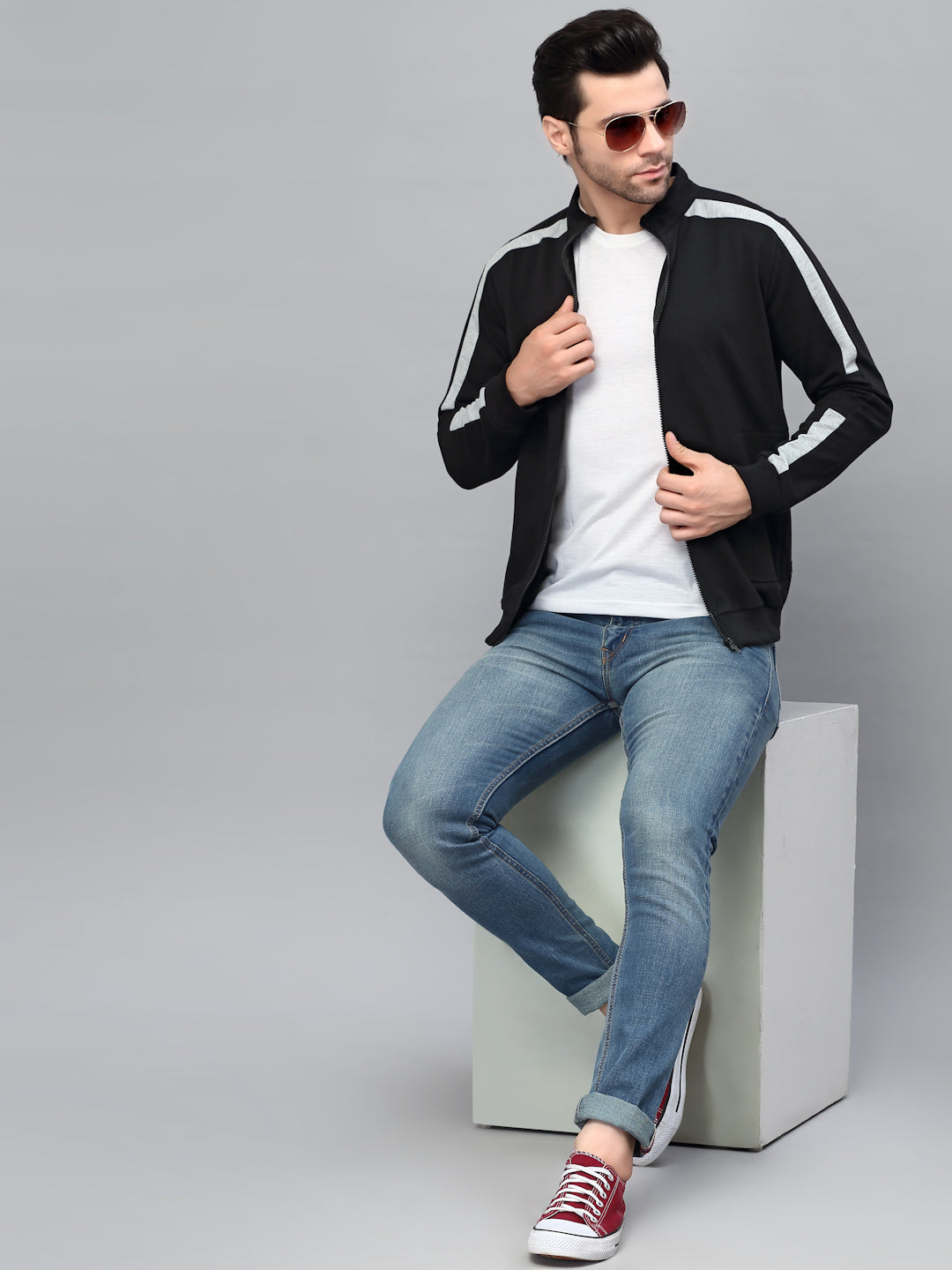Men High Neck Terry Jacket