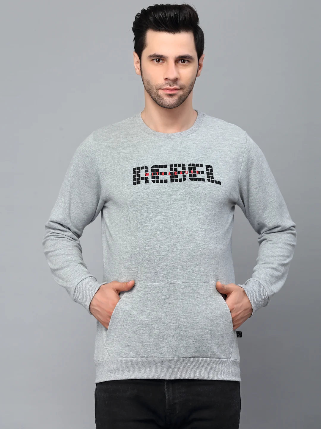 Men Grey Printed Sweatshirt