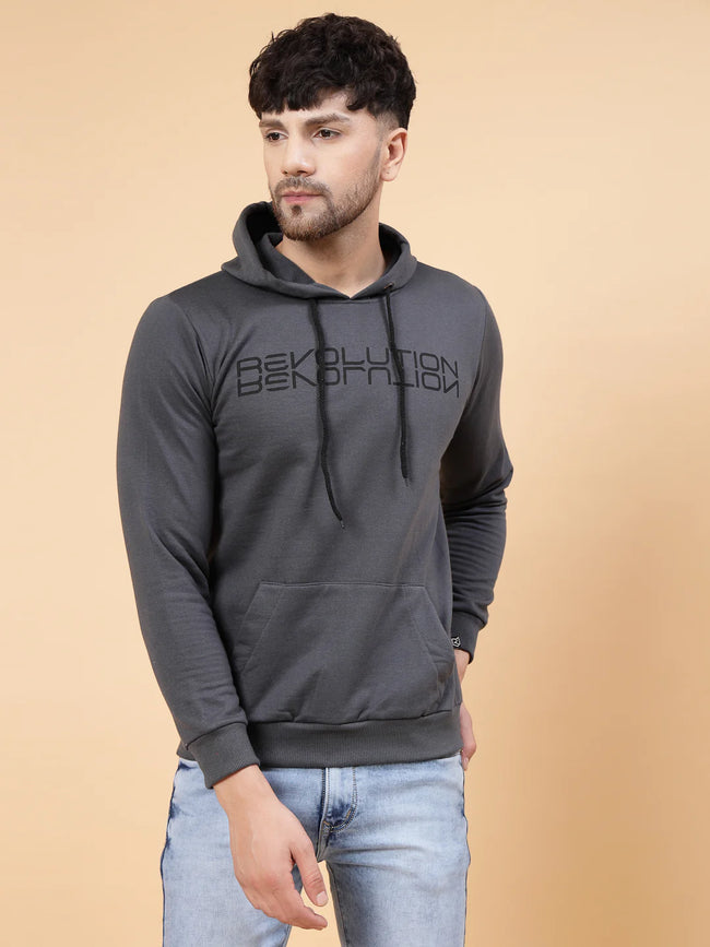 Men Printed Hooded Fleece Sweatshirt