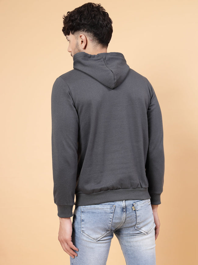 Men Printed Hooded Fleece Sweatshirt