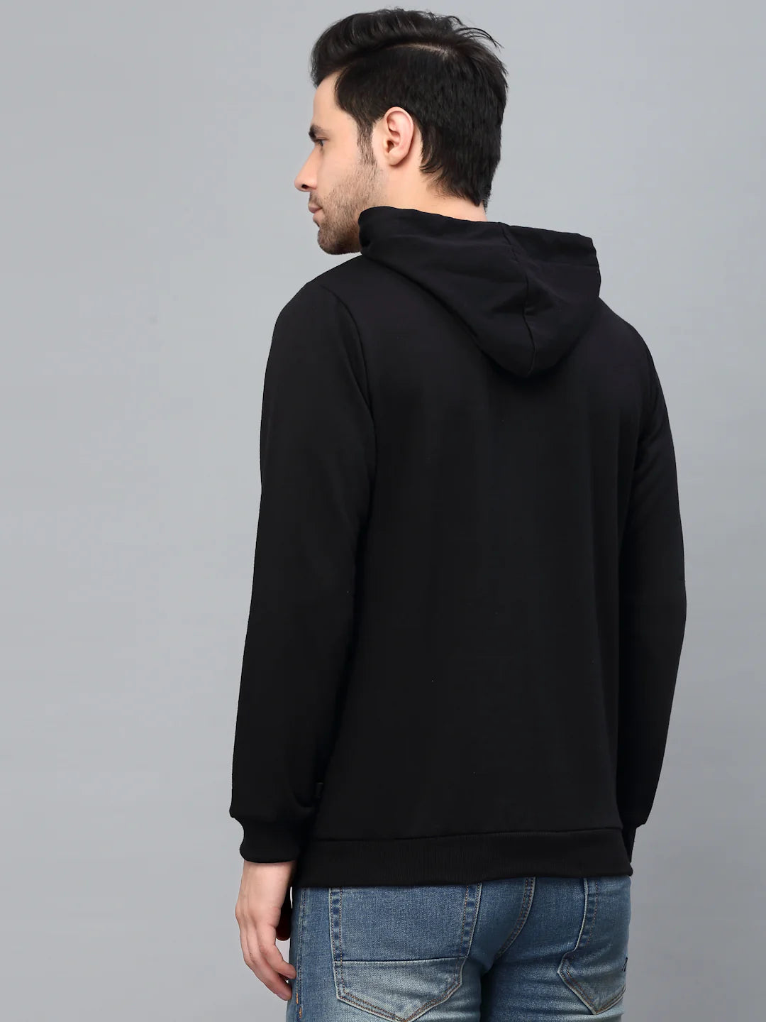 Men Bold Printed Hood Fleece Sweatshirt