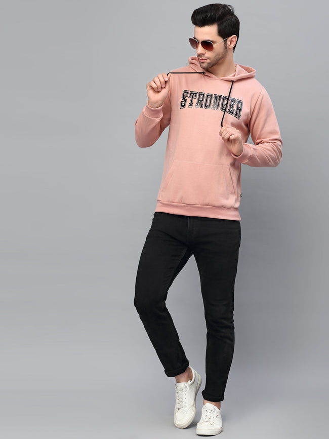 Men Bold Printed Hood Fleece Sweatshirt