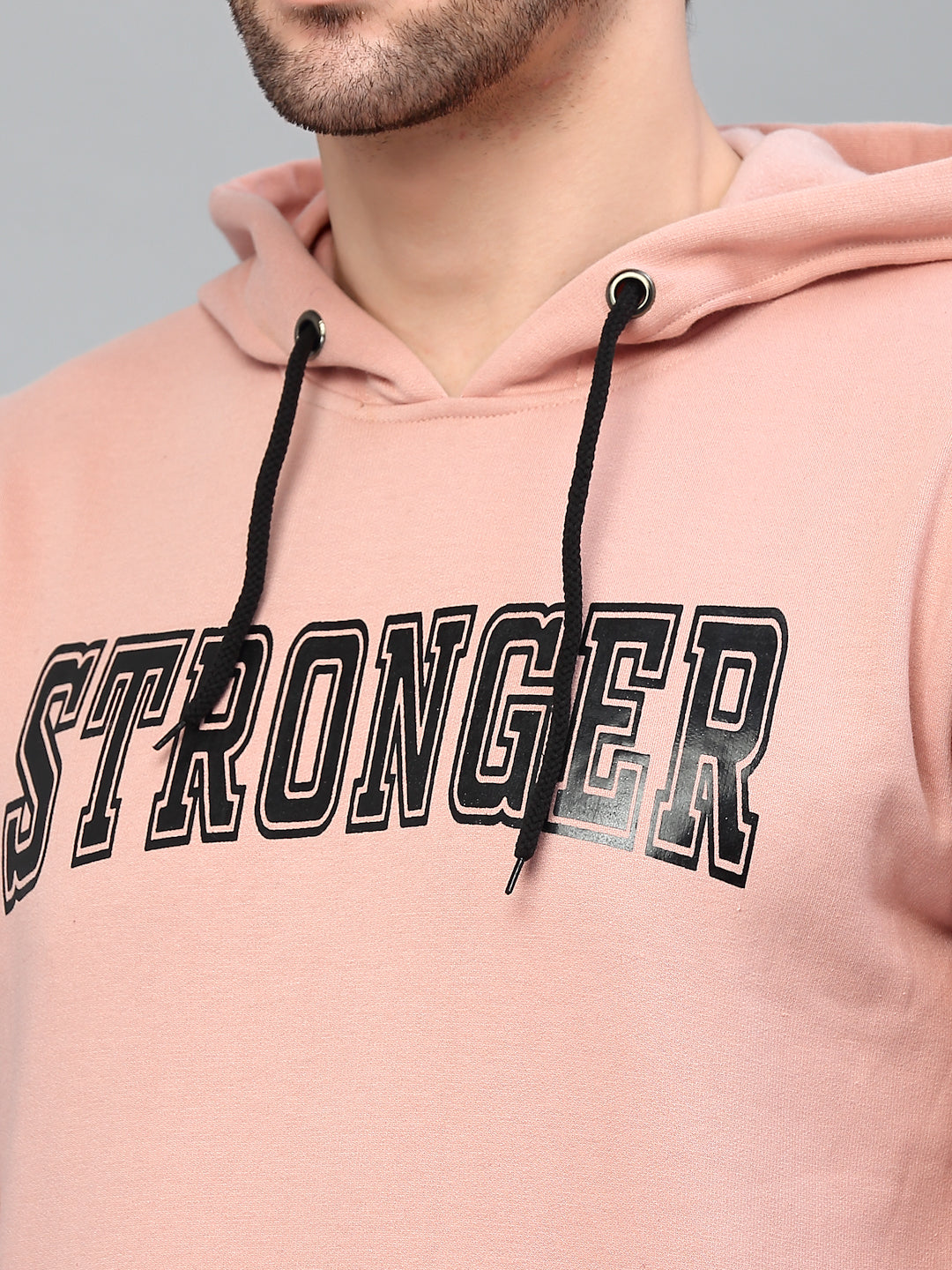 Men Bold Printed Hood Fleece Sweatshirt