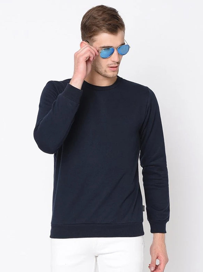 Men Navy Round Neck Sweatshirt For Men