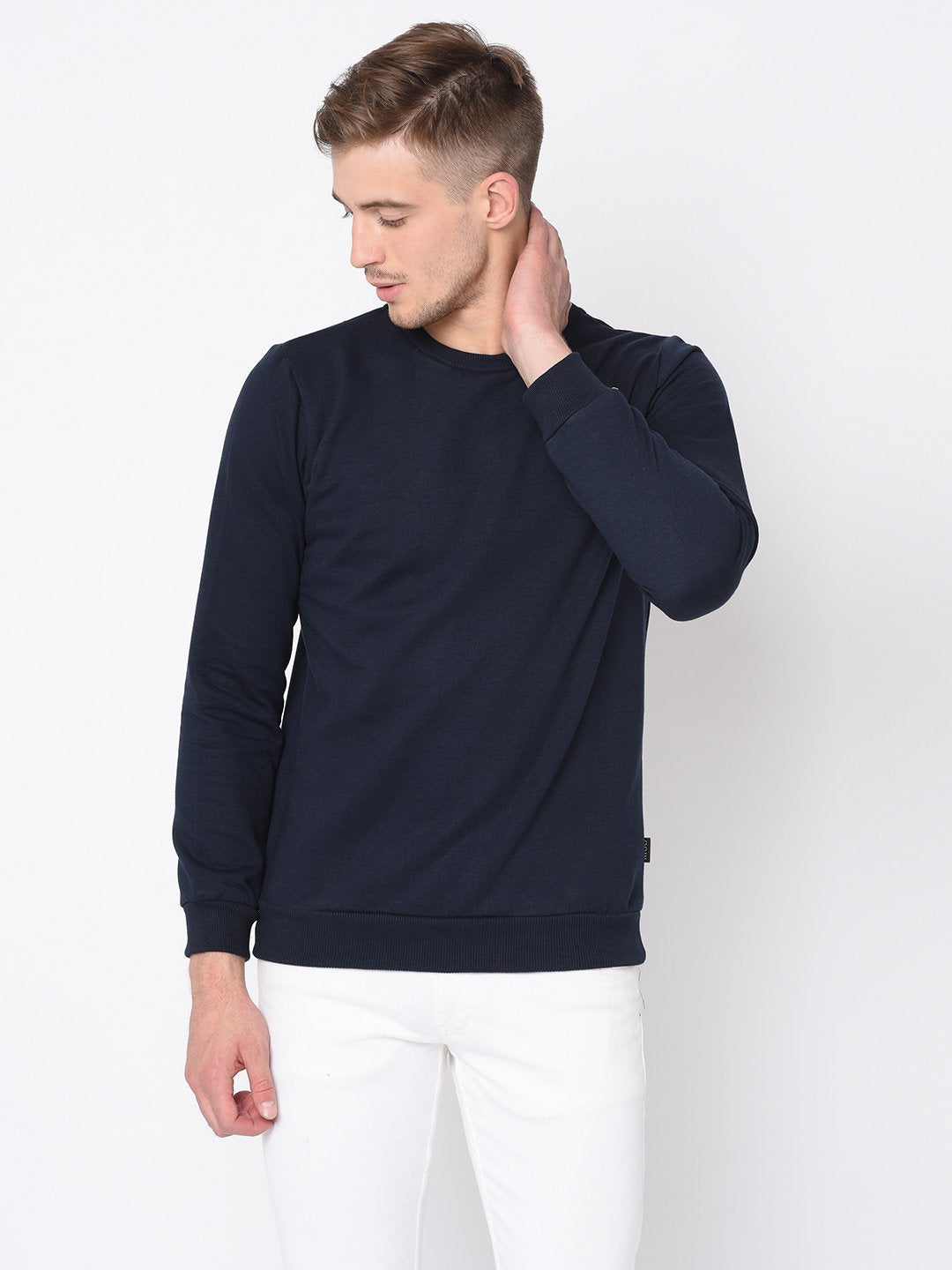 Men Navy Round Neck Sweatshirt For Men