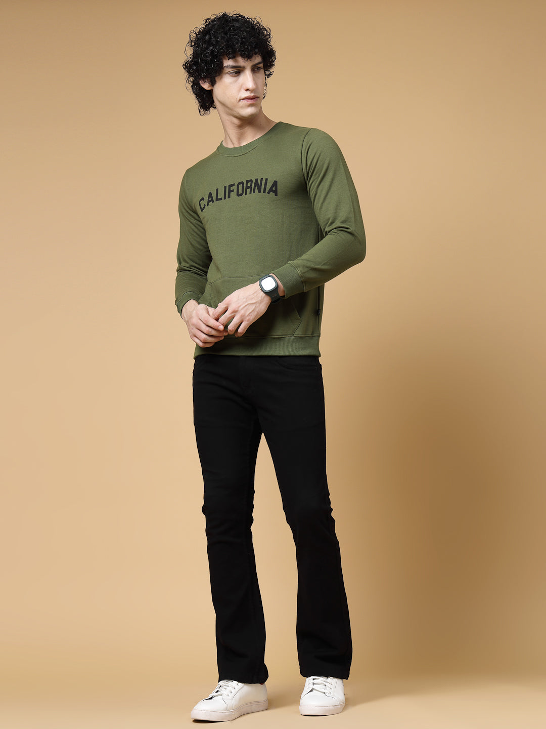 Men California Round Neck Fleece Sweatshirt