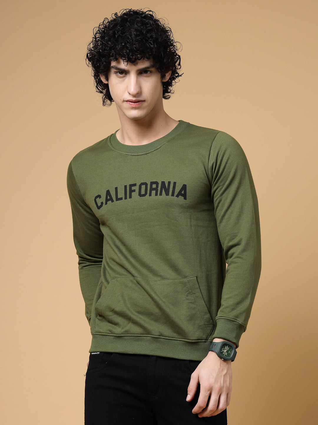 Men California Round Neck Fleece Sweatshirt