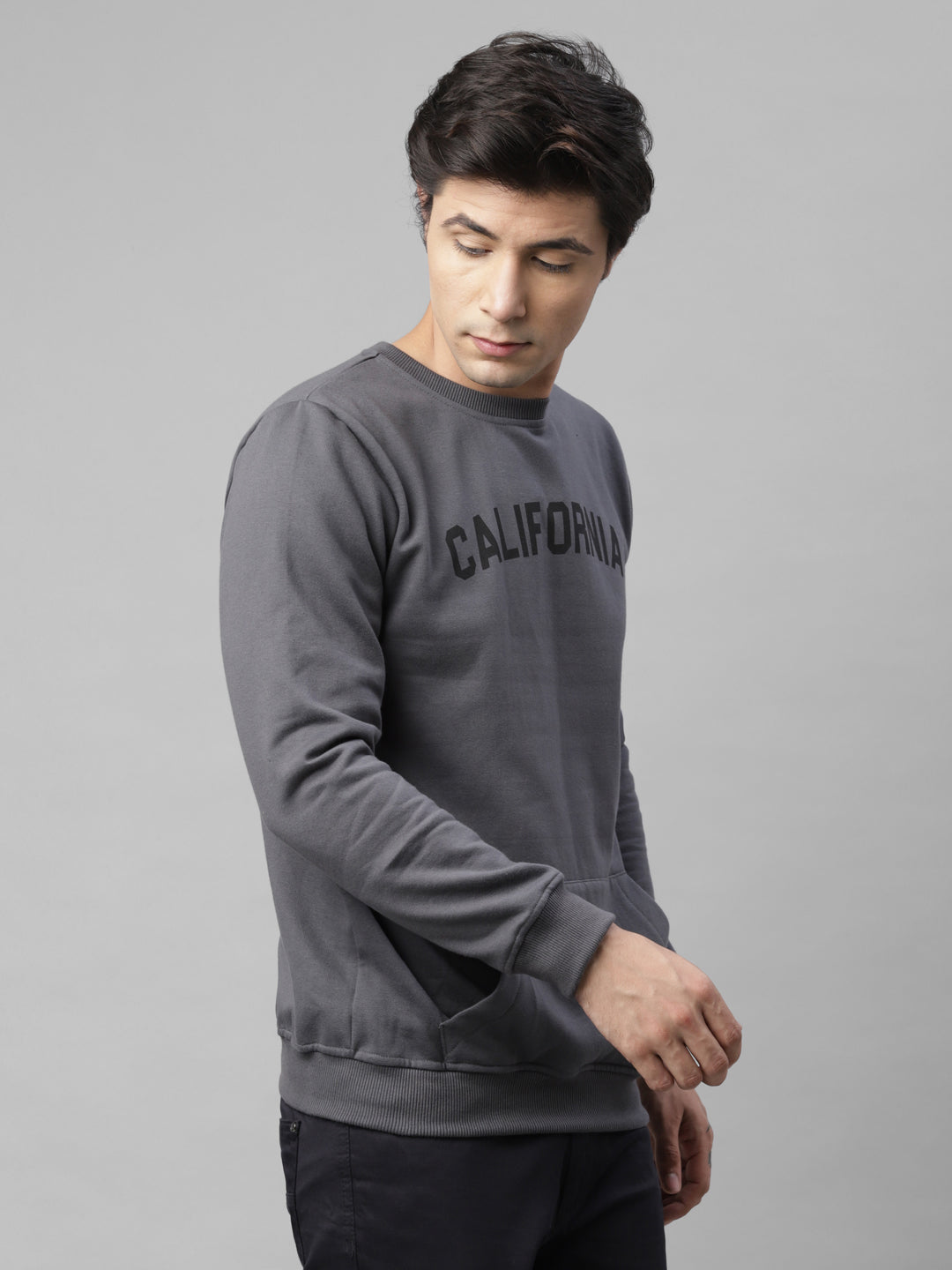 Men Grey Printed Sweatshirt