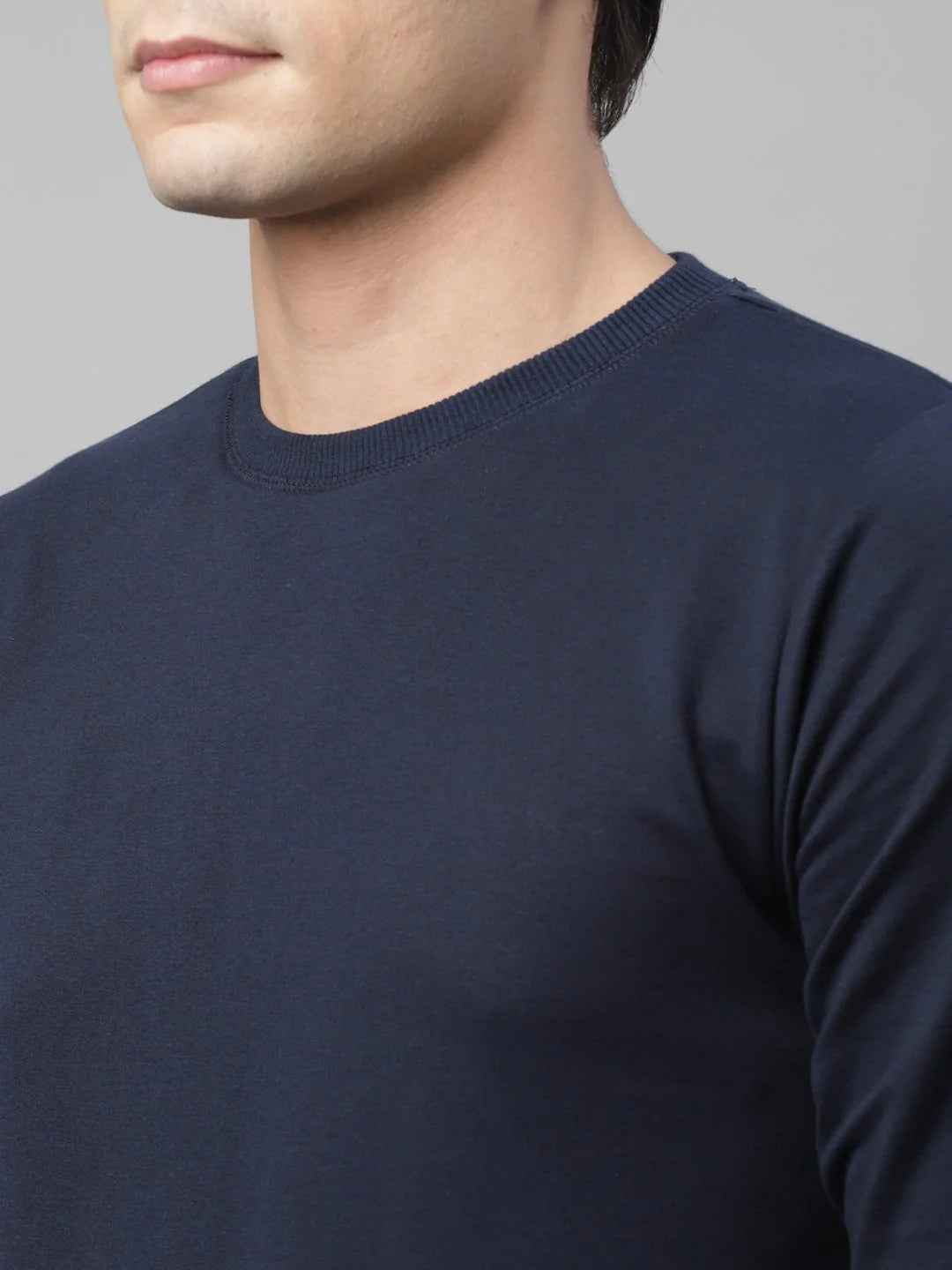 Men Navy Terry Round Neck Sweatshirt