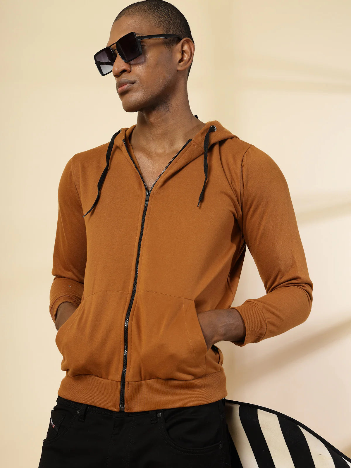 Men Front Zip With Hooded Neck Fleece Hoodies
