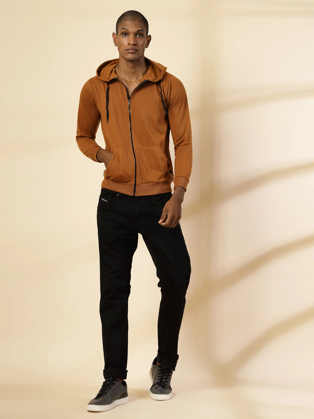 Men Front Zip With Hooded Neck Fleece Hoodies