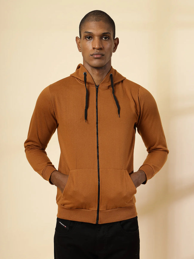Men Front Zip With Hooded Neck Fleece Hoodies