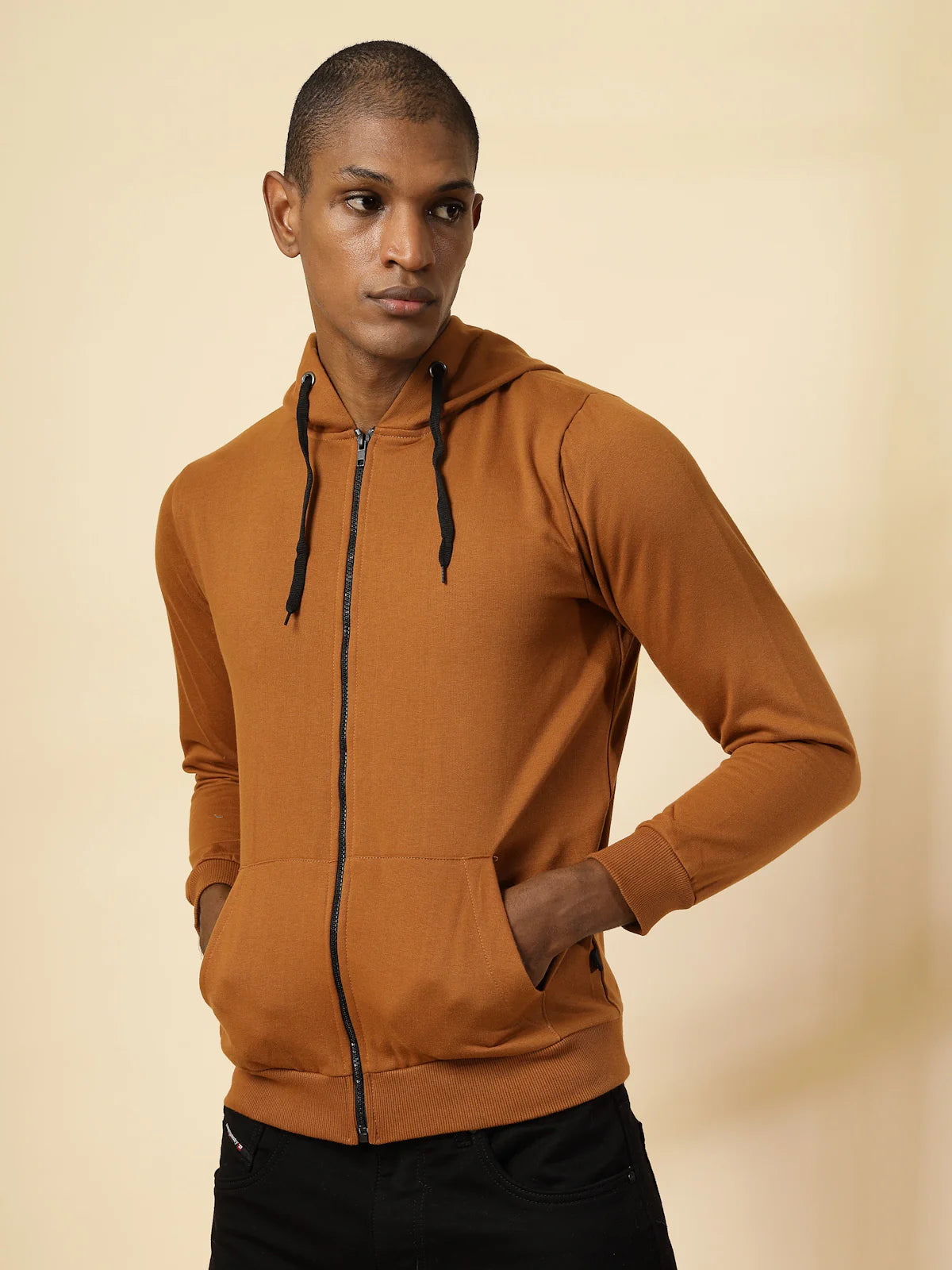 Men Front Zip With Hooded Neck Fleece Hoodies