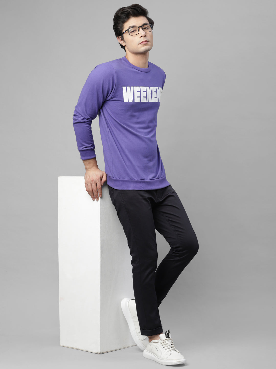 Men Purple Printed Sweatshirt