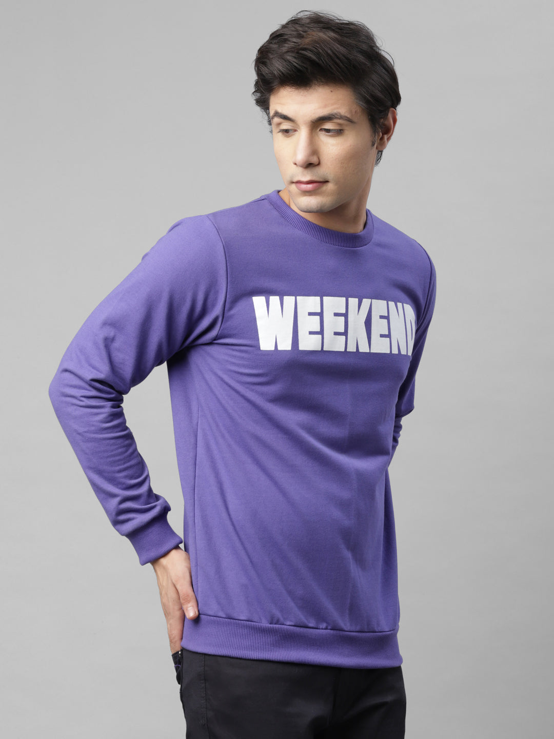 Men Purple Printed Sweatshirt