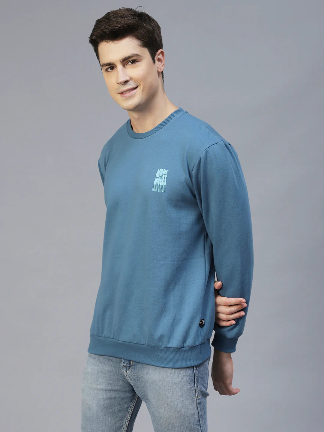 Men Back Printed Oversize Fleece Sweatshirt