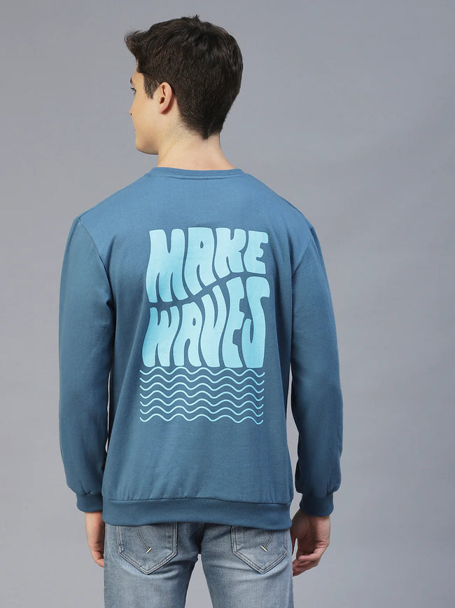 Men Back Printed Oversize Fleece Sweatshirt