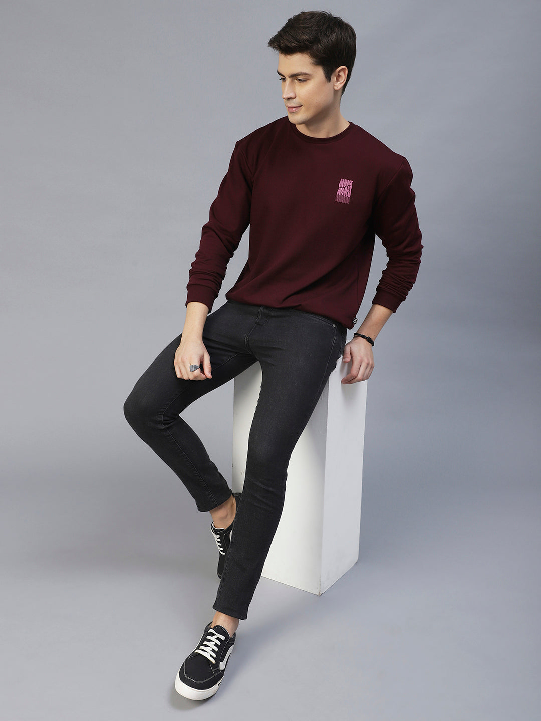 Men Back Printed Oversize Fleece Sweatshirt