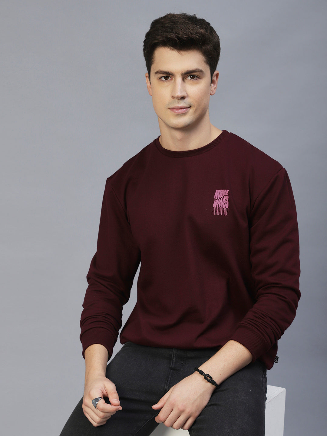 Men Back Printed Oversize Fleece Sweatshirt