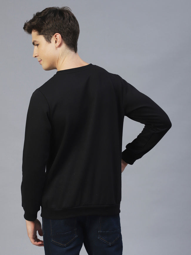 Men Black Round Neck Sweatshirt
