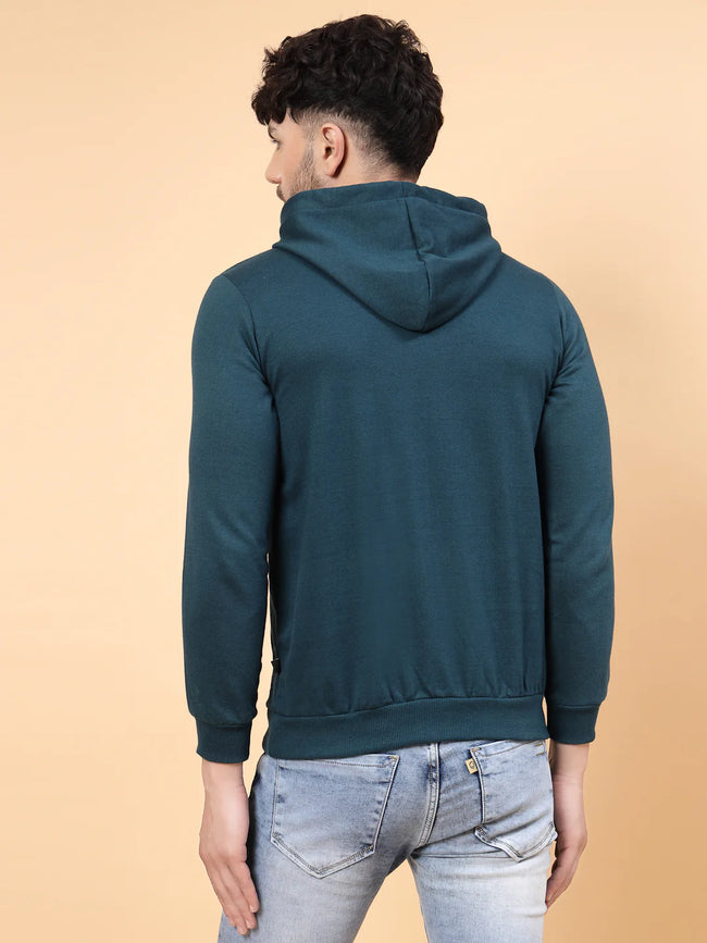 Men Printed Hooded Fleece Sweatshirt